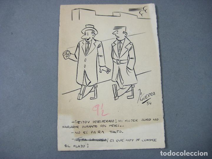 Arte: DIBUJO ORIGINAL HUMOR&Iacute;STICO DE CHISTE DE PRENSA FIRMADO POR J. GUERRA. 1954. VI&Ntilde;ETA DE HUMOR GR&Aacute;FICO