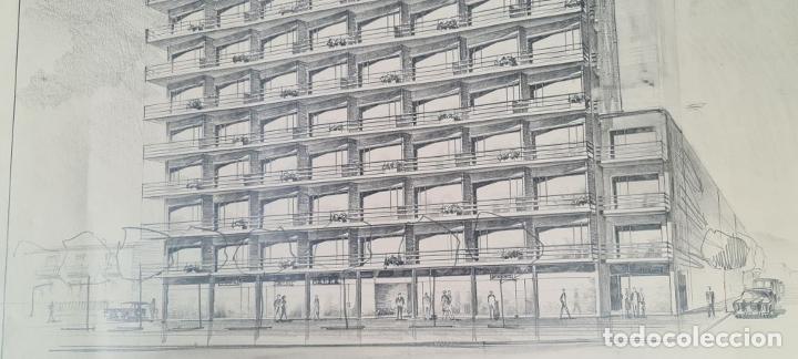 Arte: CONJUNTO DE 4 PLANOS DE EDIFICIO. DIBUJOS AL GRAFITO. A. BORRELL. 1962. - Foto 5