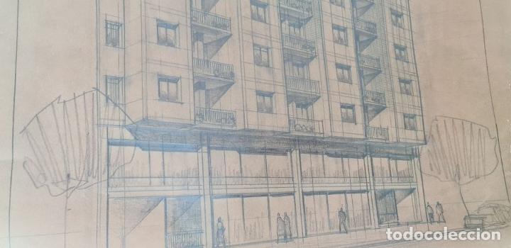Arte: CONJUNTO DE 4 PLANOS DE EDIFICIO. DIBUJOS AL GRAFITO. A. BORRELL. 1962. - Foto 8