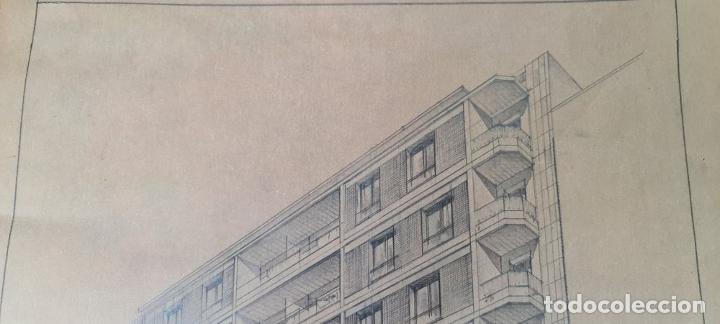 Arte: CONJUNTO DE 4 PLANOS DE EDIFICIO. DIBUJOS AL GRAFITO. A. BORRELL. 1962. - Foto 15