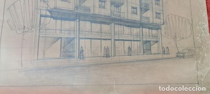 Arte: CONJUNTO DE 4 PLANOS DE EDIFICIO. DIBUJOS AL GRAFITO. A. BORRELL. 1962. - Foto 17