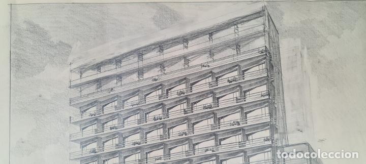 Arte: CONJUNTO DE 4 PLANOS DE EDIFICIO. DIBUJOS AL GRAFITO. A. BORRELL. 1962. - Foto 23