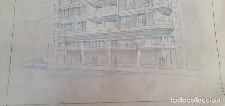 Arte: CONJUNTO DE 4 PLANOS DE EDIFICIO. DIBUJOS AL GRAFITO. A. BORRELL. 1962. - Foto 33
