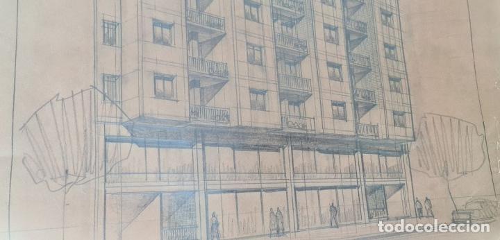 Arte: CONJUNTO DE 4 PLANOS DE EDIFICIO. DIBUJOS AL GRAFITO. A. BORRELL. 1962. - Foto 50