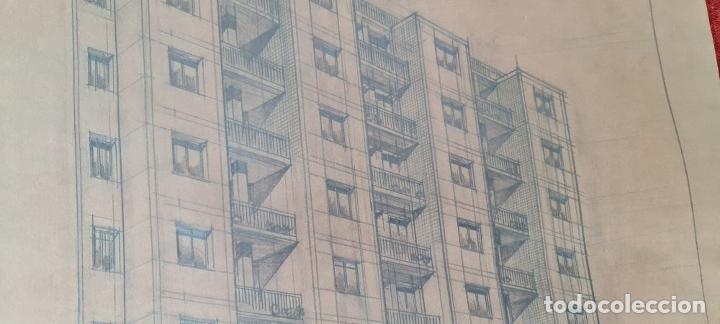 Arte: CONJUNTO DE 4 PLANOS DE EDIFICIO. DIBUJOS AL GRAFITO. A. BORRELL. 1962. - Foto 52