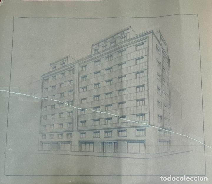 Arte: CONJUNTO DE 4 PLANOS DE EDIFICIO. DIBUJOS AL GRAFITO. A. BORRELL. 1962. - Foto 59