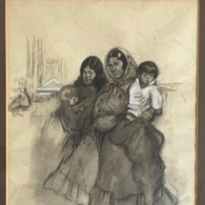 Arte: RICARD OPISSO SALA (1880 TARRAGONA-1966 BARCELONA) DIBUJO TÉCNICA MIXTA. GITANAS 1920’S.. Lote 326233303