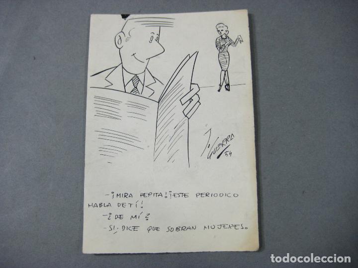Arte: DIBUJO ORIGINAL HUMOR&Iacute;STICO DE CHISTE DE PRENSA FIRMADO POR J. GUERRA. 1954. VI&Ntilde;ETA DE HUMOR GR&Aacute;FICO