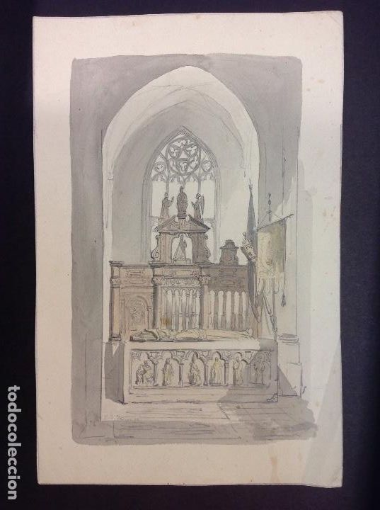 Arte: Francisco Javier Parcerisa. Interior de iglesia. - Foto 1