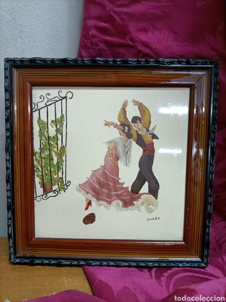 Arte: Cuadrito. Azulejo pintado a mano. - Foto 1