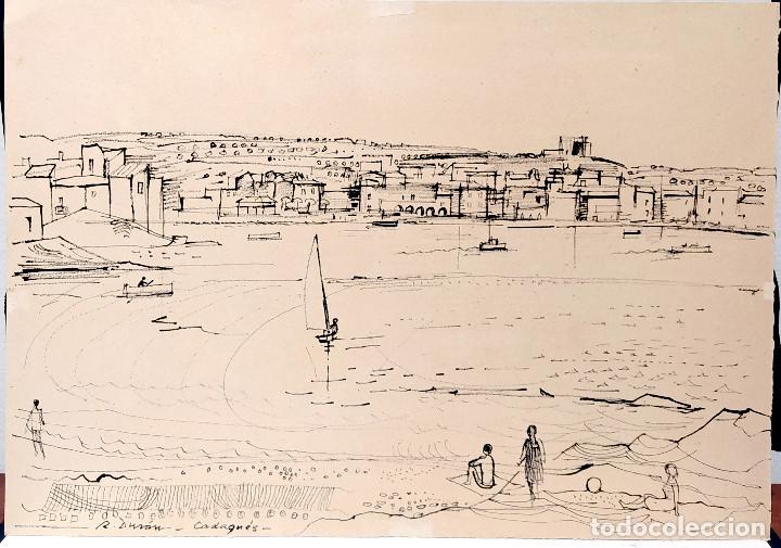 Art: Rafael Duran (1931-2015). Cadaqu&eacute;s. Dibujo de tinta sobre papel