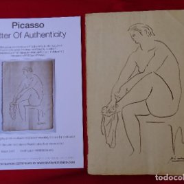 Pablo Picasso, dibujo firmado a mano -interés Andy Warhol, Miro, Dali, Rembrandt, Chillida