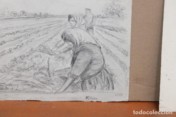 Arte: ANONIMO. DIBUJO A CARBON. PAYESES - Foto 2