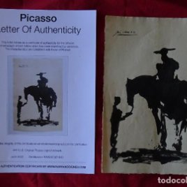 Pablo Picasso, dibujo firmado a mano -interés Andy Warhol, Miro, Dali, Rembrandt, Chillida