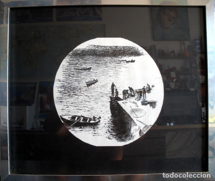 Arte: MUELLE CON PERSONAS TRABAJANDO - Foto 1
