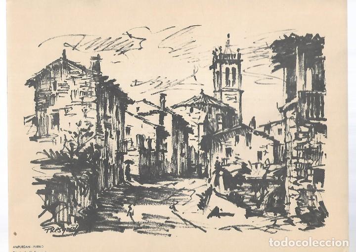 Art: PD-LAMINA DIBUJO DEL AMPURDAN PUEBLO -FIRMA - GUILLERMO FRESQUET