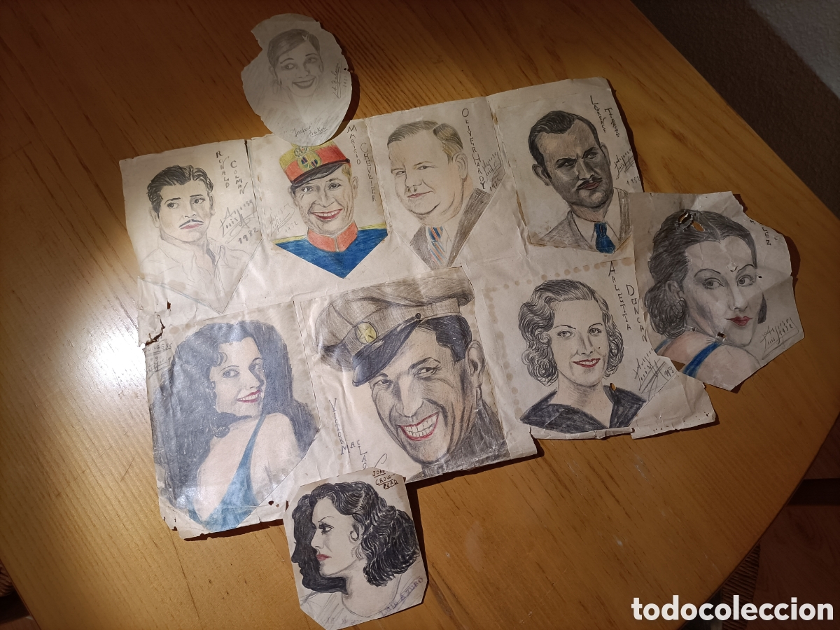 Arte: Luis Ayuso. Lote de retratos de artistas de cine. Realizado en los a&ntilde;os 30.