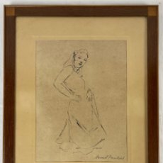 Arte: MANUEL HUMBERT ESTEVE (1890-1975) - DIBUJO - CHICA DE PERFIL