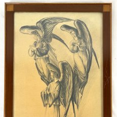 Arte: JOAN COMMELERAN (1902-1992) - ANGELES ORANDO - DIBUJO LAPIZ - 35,5 X 24 CM