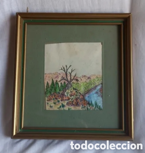 Art: CUADRO CON DEDICATORIA DETR&Aacute;S CON UN SELLO MUSEUM DE BARCELONA 1963