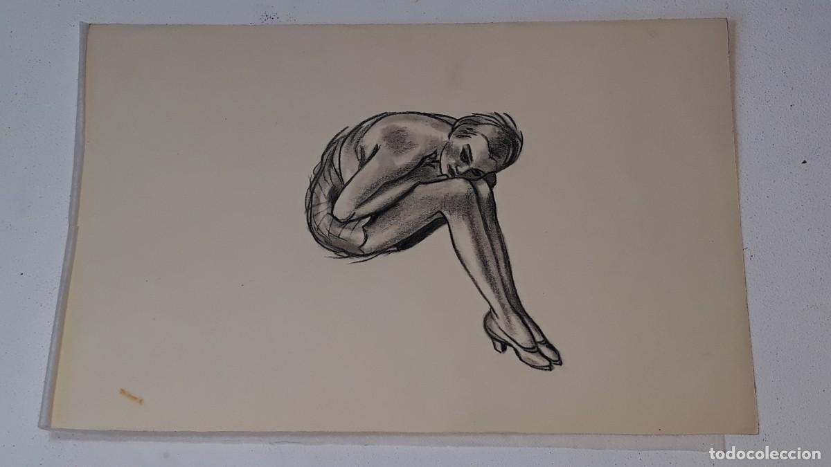 Arte: ANTIGUO DIBUJO EN CARBONCILLO DE MUJER ART DECO A&Ntilde;OS 20 / 30
