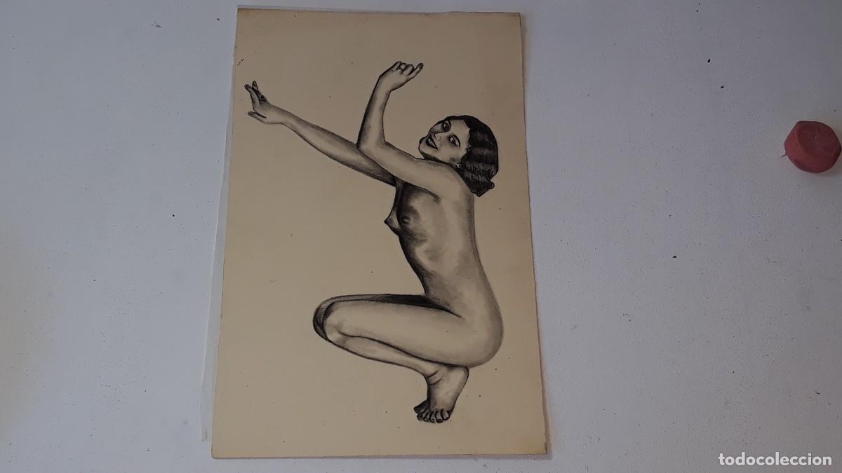 Arte: ANTIGUO DIBUJO EN CARBONCILLO DE DESNUDO FEMENINO ART DECO A&Ntilde;OS 20 / 30