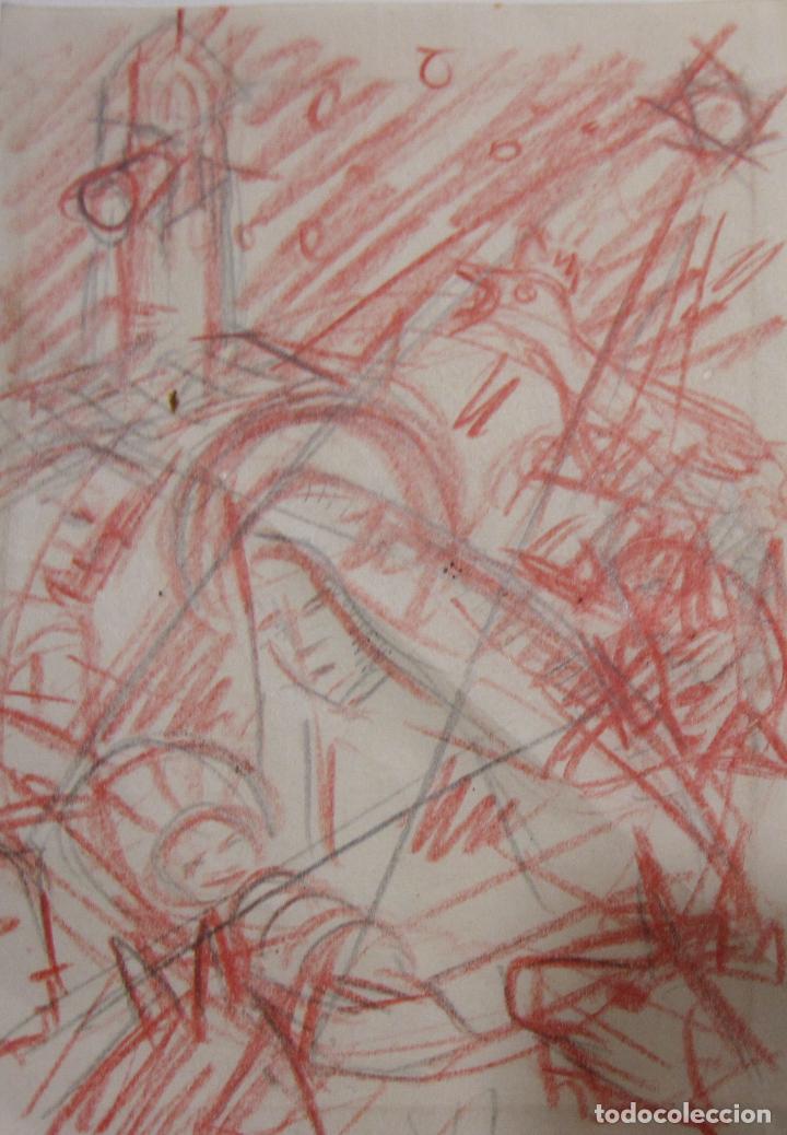 Arte: ESTUDIO PARA UNA NATIVIDAD. LAPIZ ROJO Y NEGRO, HACIA 1950. 10,8 X 7,3 CM