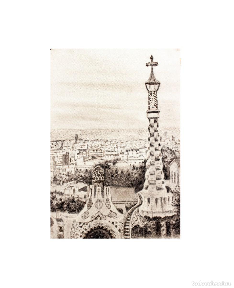 Art: DIBUJO DE BARCELONA VISTA DESDE EL PARQUE GUELL.