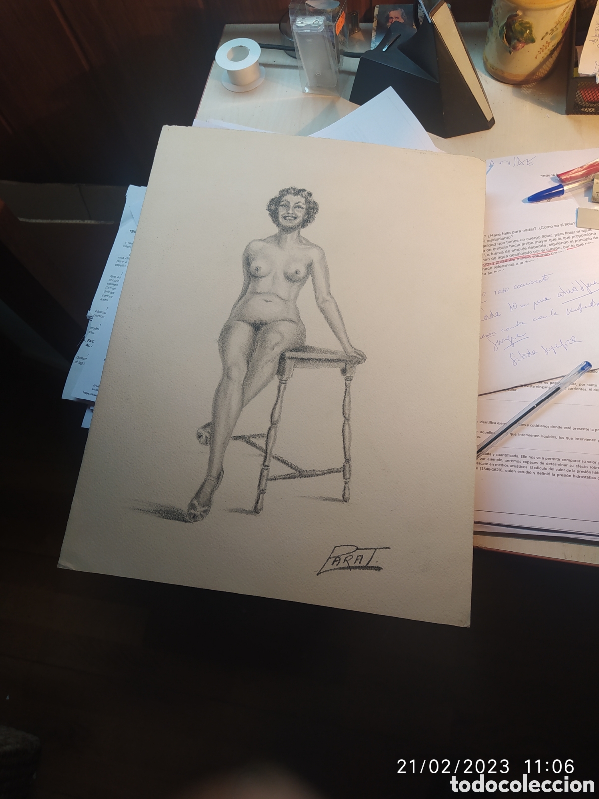 dibujo original lapiz carbon mujer desnuda 30 x - Compra venta en  todocoleccion