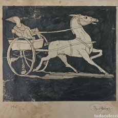 Arte: DIBUJO A TINTA DE 1918 FIRMADO JOSE CASAS. ARLEQUÍN A CABALLO