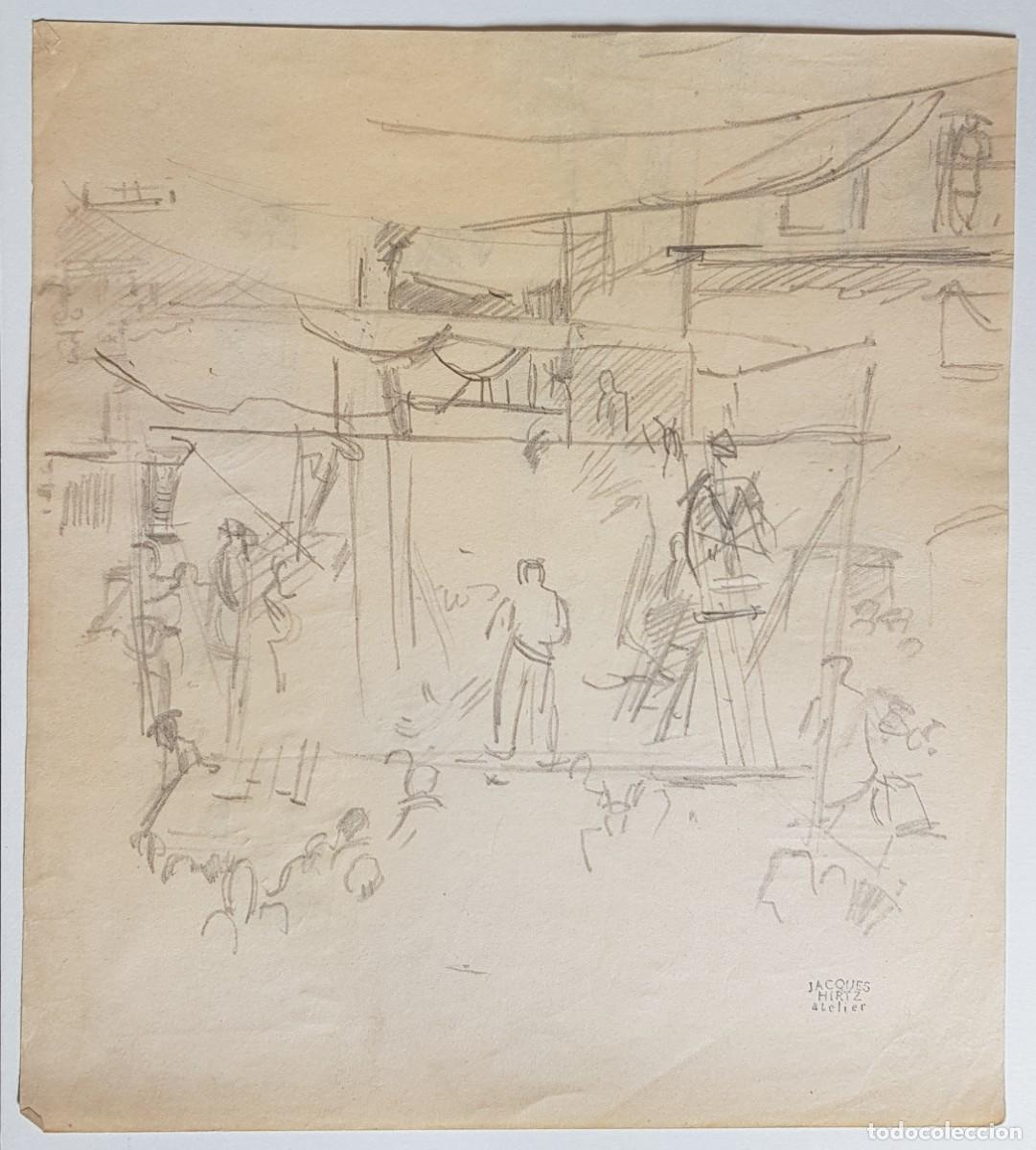 Arte: Dos dibujos con sello Jacques Hirtz - Foto 1