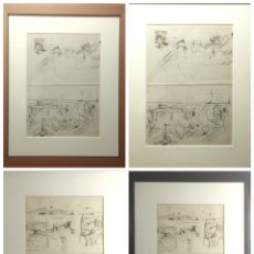 Arte: JOAQUIM MIR TRINXET (BARCELONA 1873-1940) 4 DIBUJOS DE VILANOVA I LA GELTRÚ. MENMBRETE ENRIC RICART. Lote 400989749