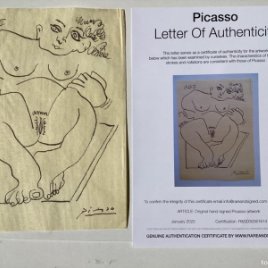 Pablo Picasso, dibujo atribuido, con certificado de autenticidad