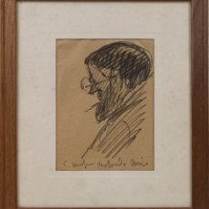 Arte: ELISEO MEIFREN ROIG (BARCELONA 1859-1940) DIBUJO RETRATO EN LA ROTONDE PARIS. SELLO DE LA PINACOTECA