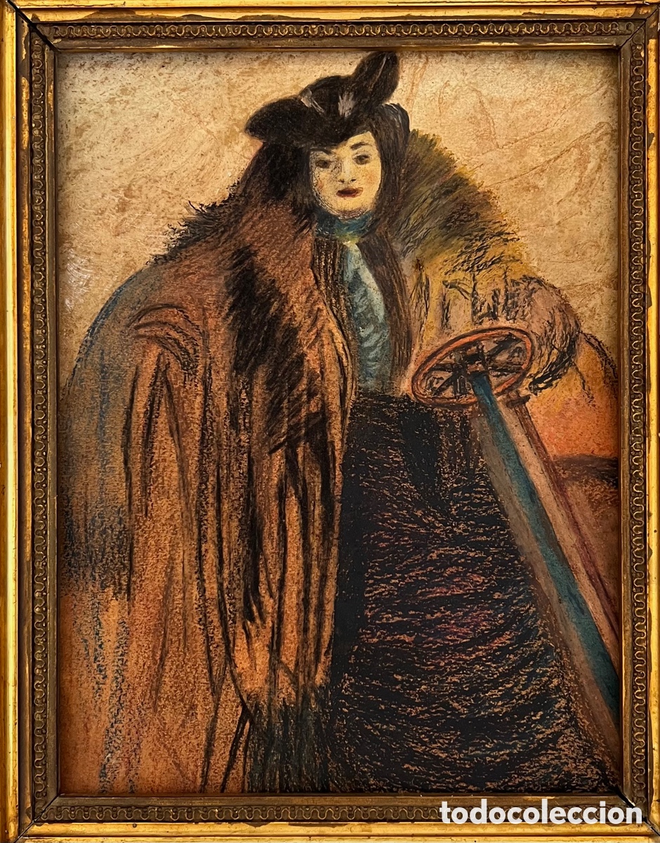 Arte: Retrato femenino en coche a&ntilde;os 20. Seguidor Ram&oacute;n Casas