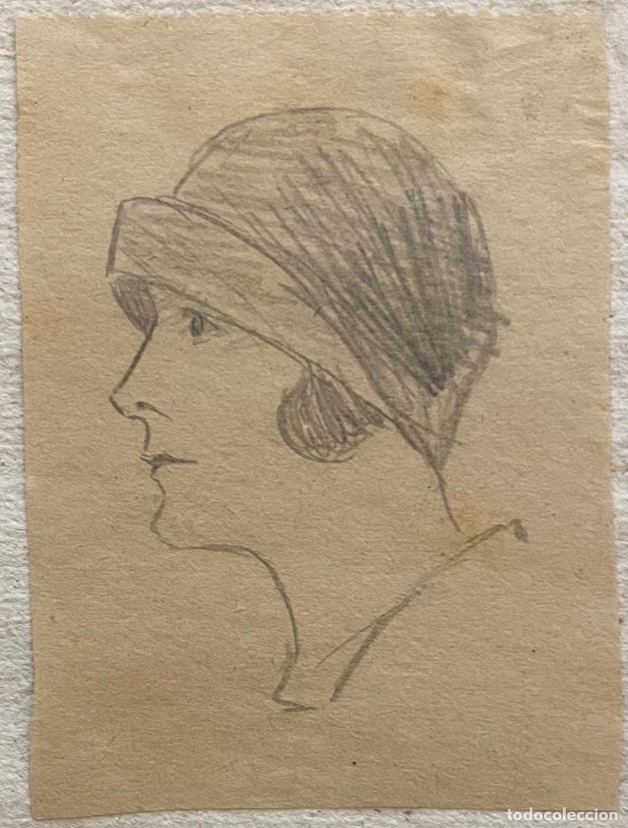 Art: Cabeza de Mujer con Sombrero. Dibujo original para ilustraci&oacute;n de la Revista Blanco y Negro. A&ntilde;os 20