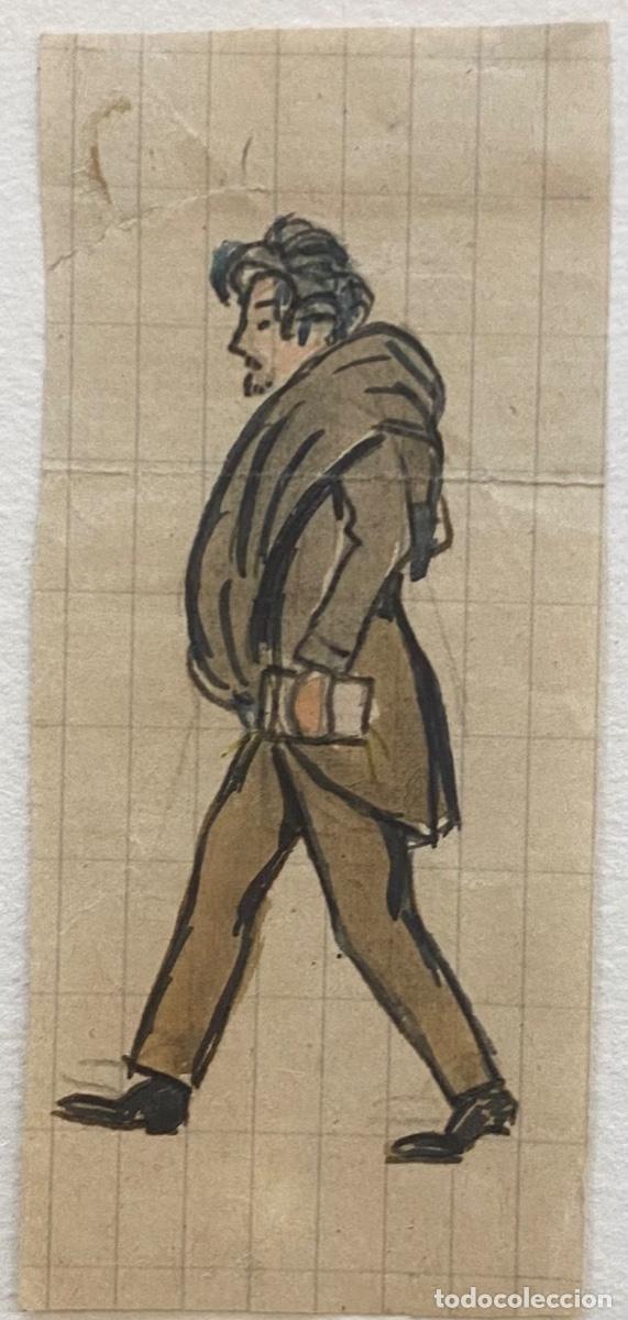 Art: Hombre caminando. Dibujo original para ilustraci&oacute;n de la Revista Blanco y Negro. A&ntilde;os 20