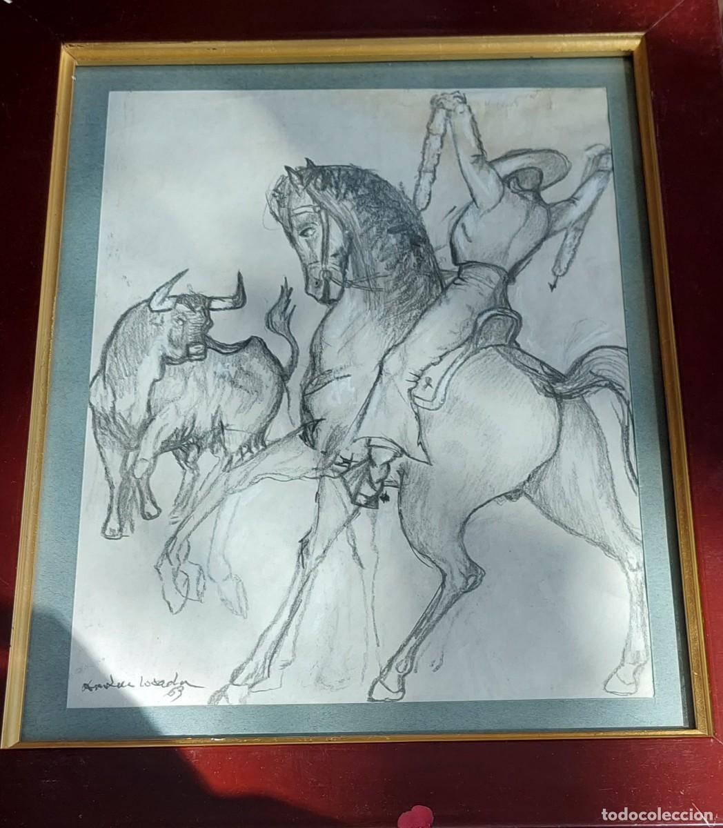 Kunst: Losada Escena de rejoneo .Carboncillo
