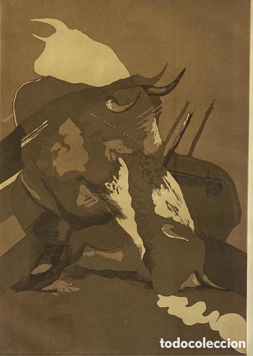 Arte: RAFAEL BARTOLOZZI - GRABADO - TOROS - 45 X 35 CM. - Foto 2