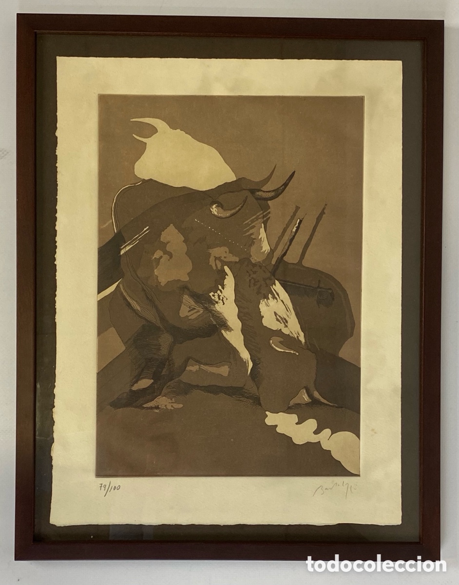 Arte: RAFAEL BARTOLOZZI - GRABADO - TOROS - 45 X 35 CM. - Foto 1