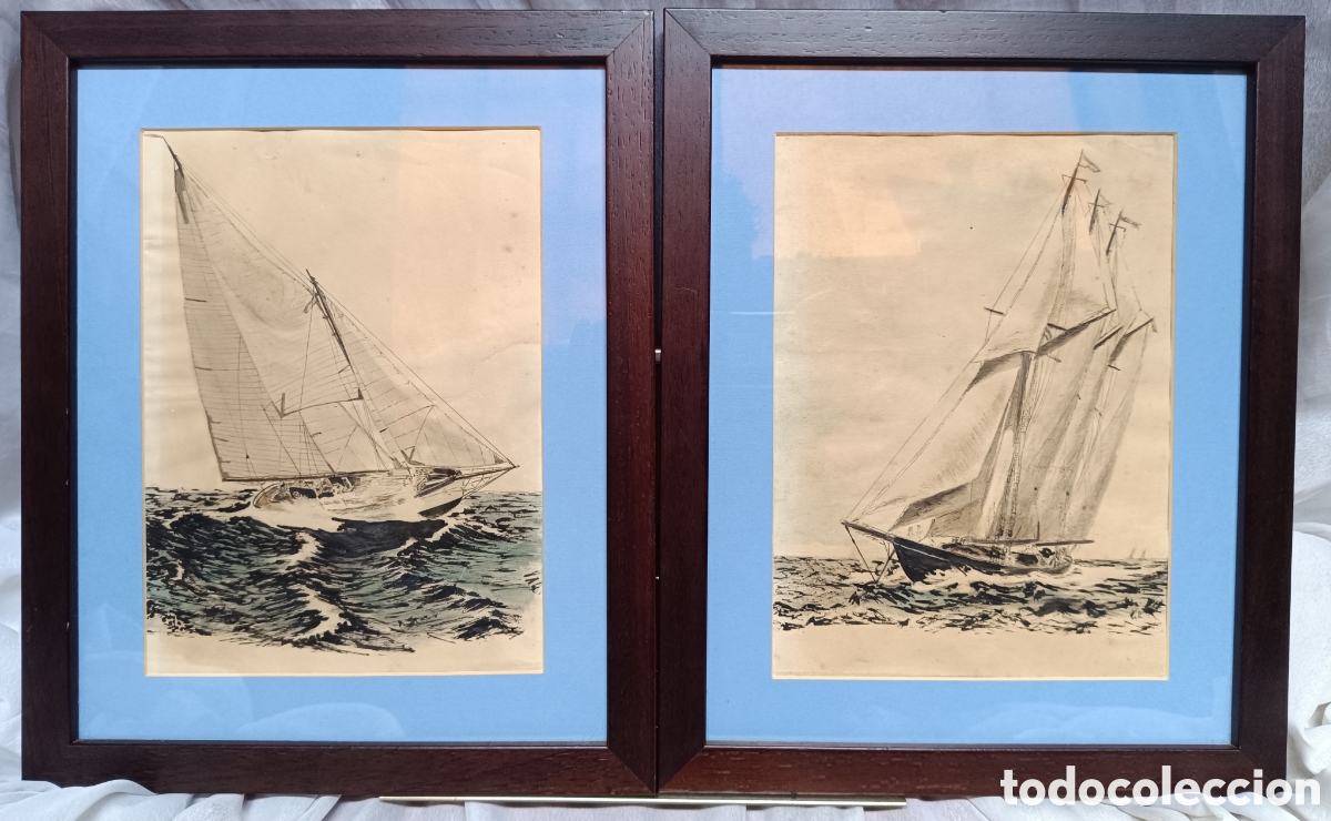 Arte: Cuadros dibujos antiguos de barcos veleros - Foto 1
