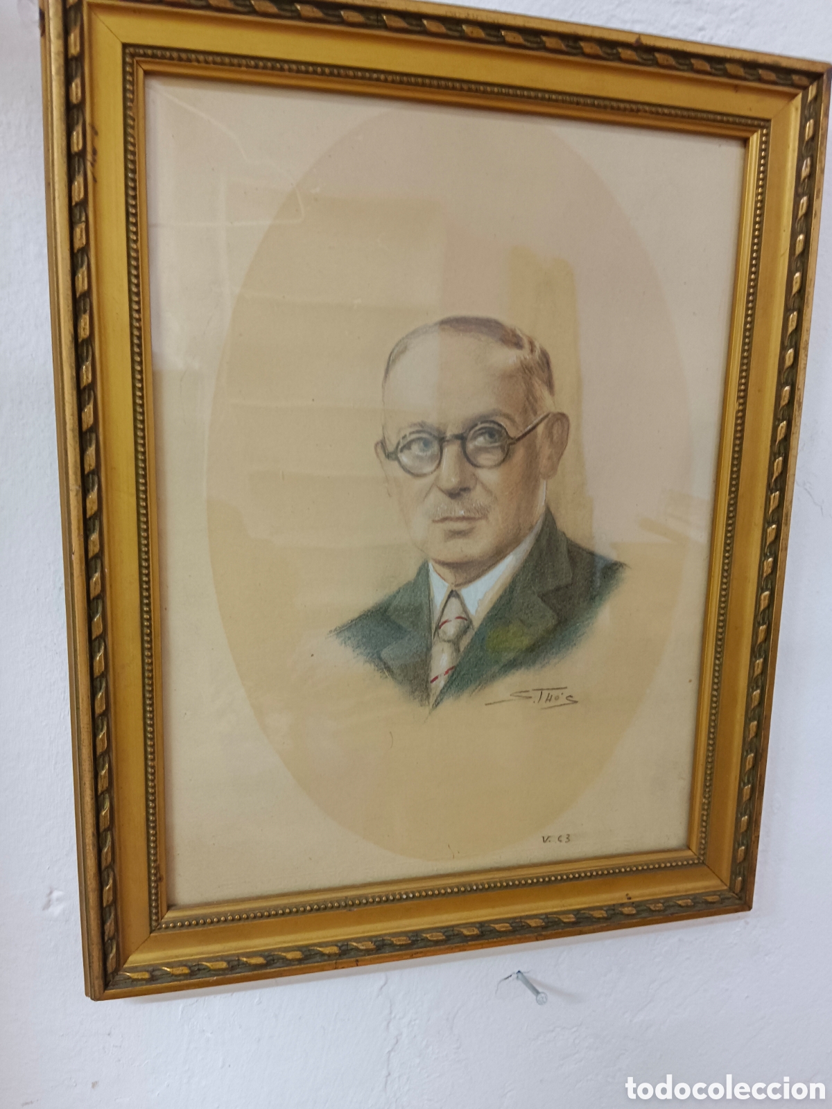 Arte: Retrato, dibujo, firmado THOS 1963