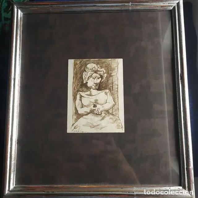 Arte: LAXEIRO - MUJER CON GORRO (CATALOGADO) - Foto 7