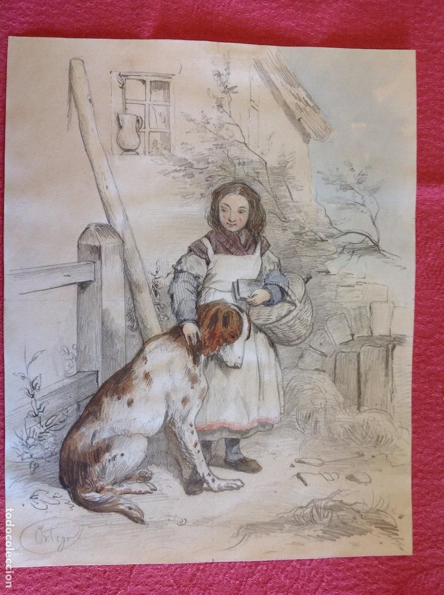 Arte: Francisco Javier Ortego. Ni&ntilde;a y su perro - Foto 1