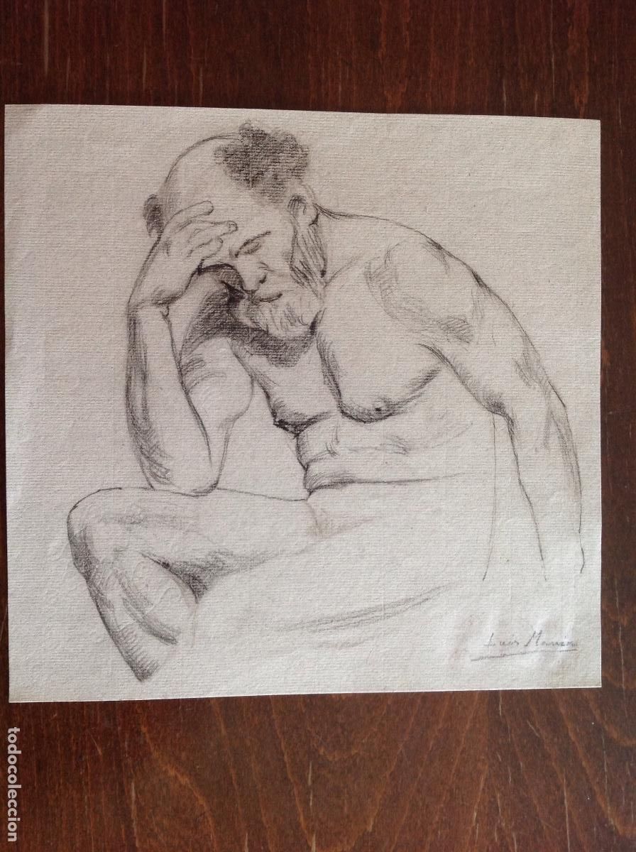 Arte: Luis Manero. Anciano meditando. - Foto 1