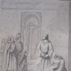 Arte: ALFONSO VIII. ESCENA HISTÓRICA. FIRMADO J.B. O J.P. ? AGUADA Y TINTA. HACIA 1800.