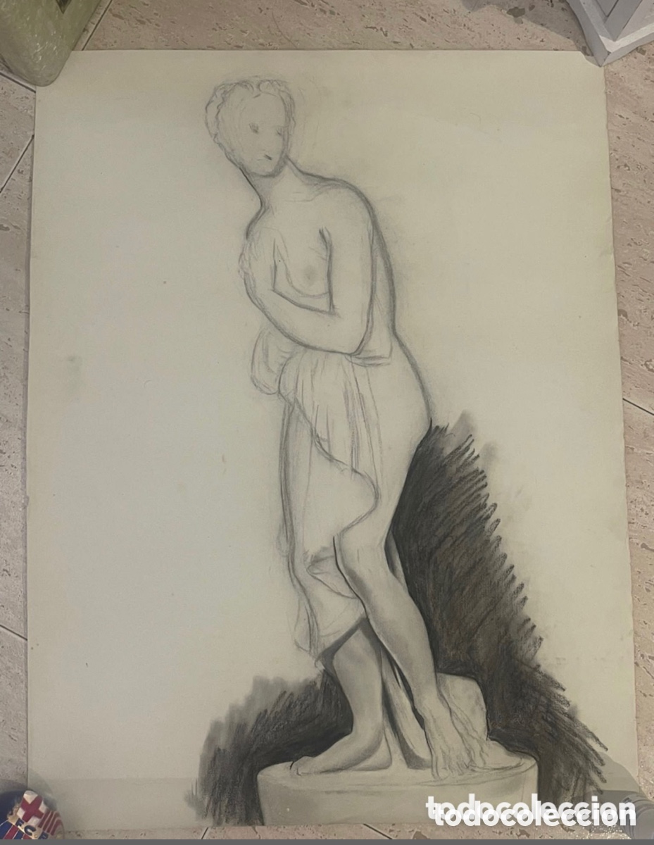 antiguo dibujo original mujer desnuda (65x50cm - Compra venta en  todocoleccion