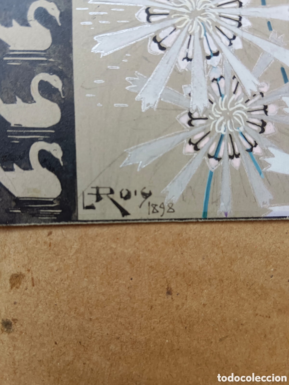 Art: Llu&iacute;s Roig Ense&ntilde;at, fant&aacute;stico dibujo acuarela, firmado 1898