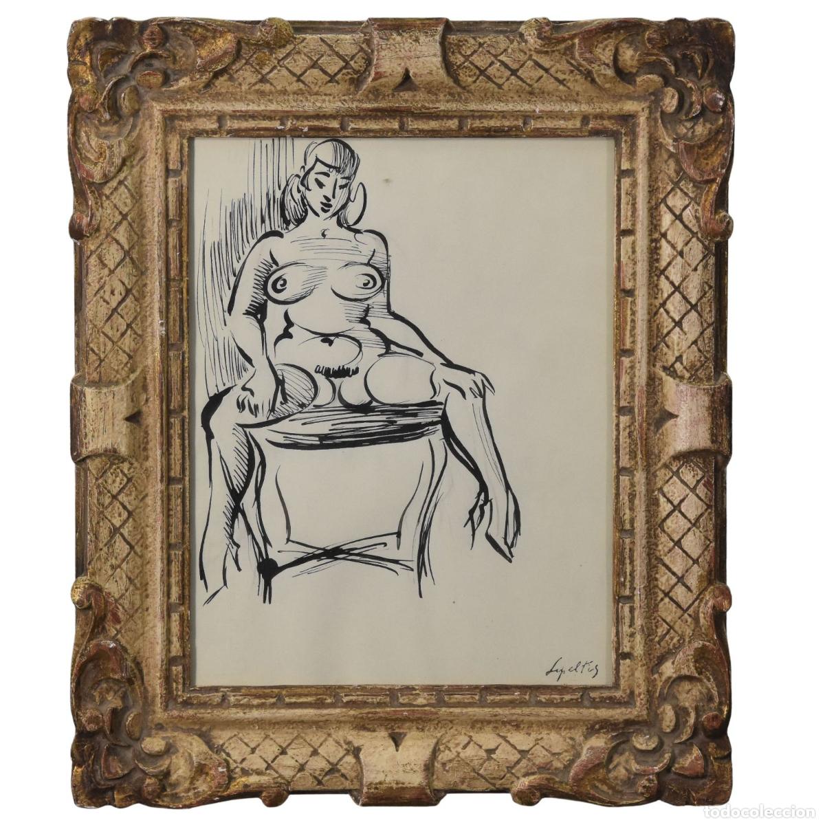 dessin de femme nue assise par lipeltis 20ème - Buy Contemporary drawings  of the XX century on todocoleccion