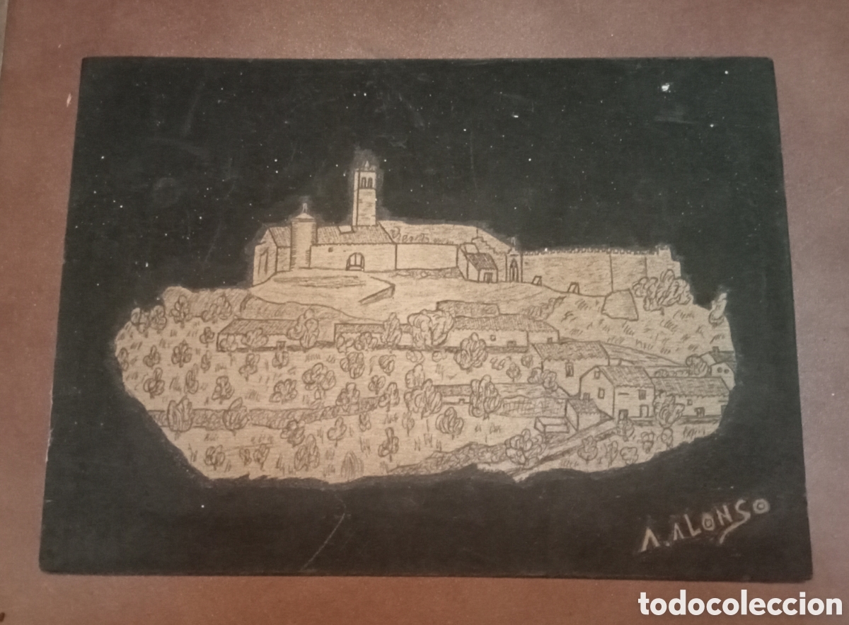 Arte: Dibujo de autor A. Alonso firmado sobre tabla - Foto 1